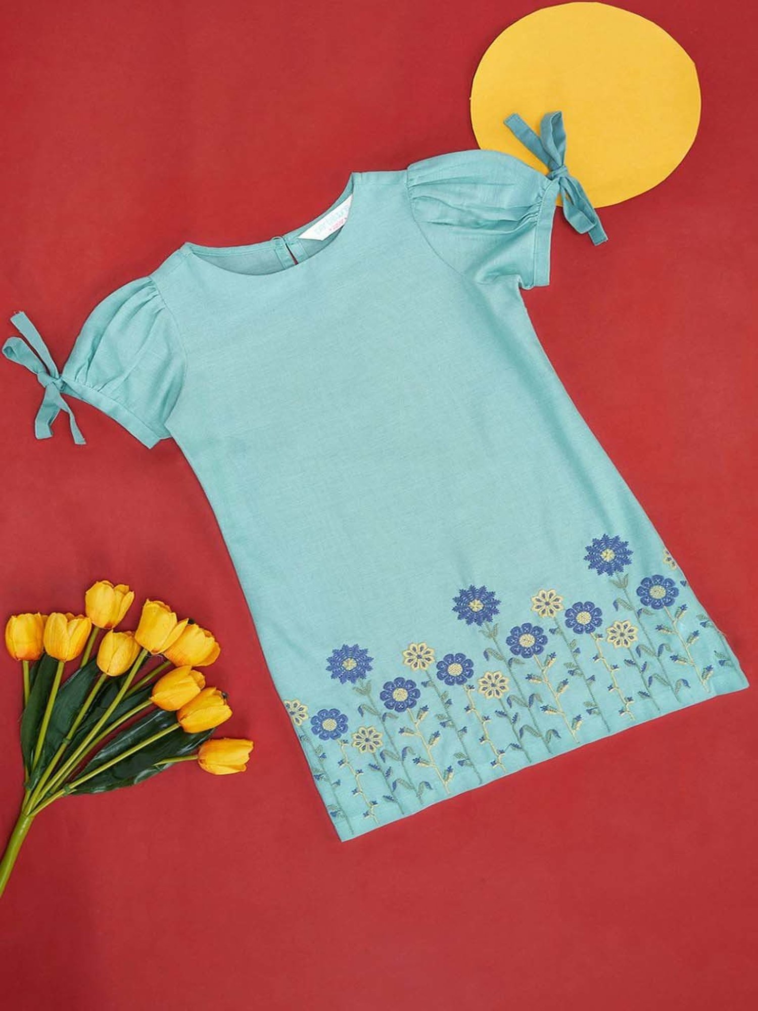 Akkriti by Pantaloons Kids Sage Green Cotton Floral Print Dress