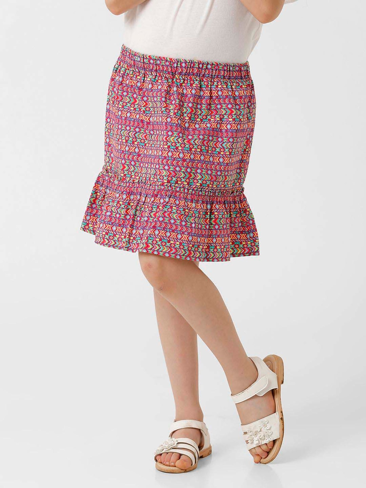 Angel & Rocket Kids Pink Floral Print Skirt