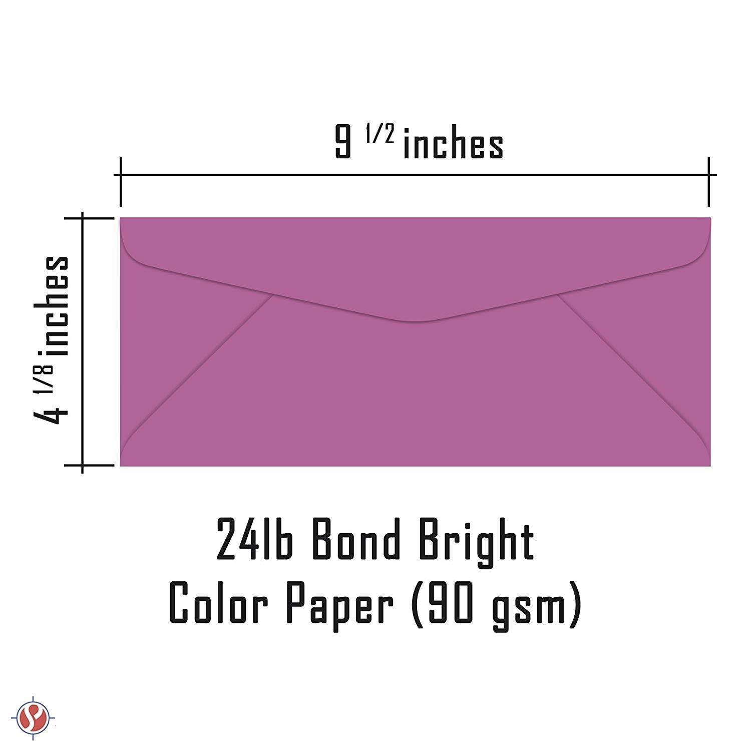 #10 Business Color Mailing Envelopes | 4 1/8 X 9 .5 inches | 24lb Bond Bright Color Paper (90 gsm) | 50 Envelopes Per Pack | Planetary Purple