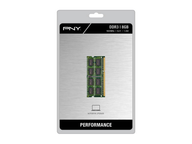 PNY NHS 8GB 204-Pin DDR3 SO-DIMM DDR3L 1600 (PC3L 12800) Laptop Memory Model MN8GSD31600LV