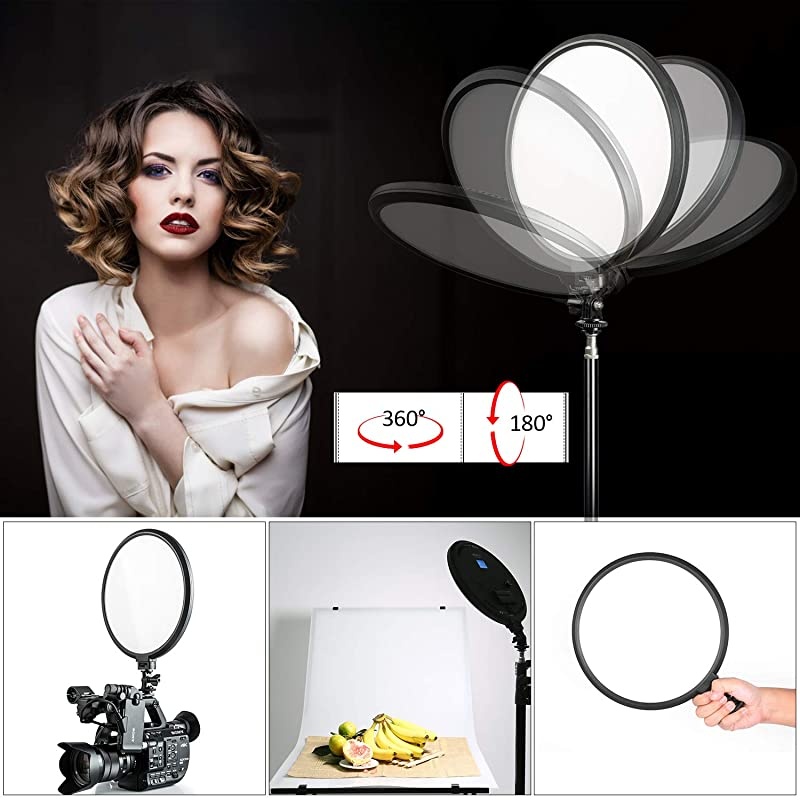 VL500T Led Light kit3300K5600K LED Video Conference Lighting 10 inch UltraThin Key Light Studio Round Lighting LED Video Light for Video Calling Portrait Light with BatteryAC Adapter