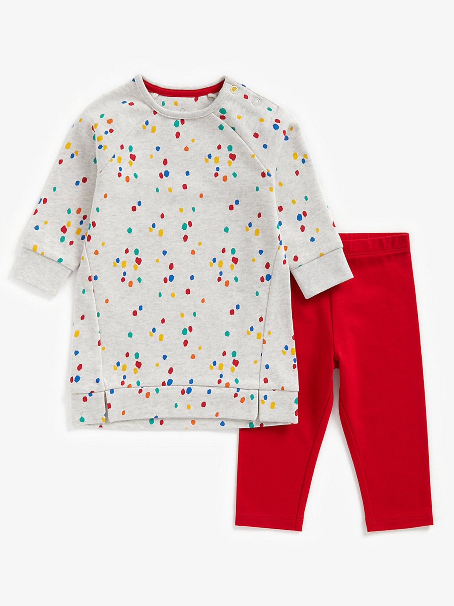 Mothercare Kids Grey & Red Printed Full Sleeves Sweatshirt with Leggings