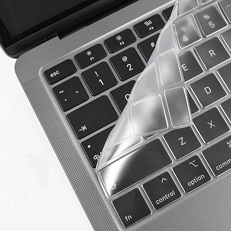 Premium Ultra Thin TPU Keyboard Cover Skin for MacBook Air 13Inch 2018 2019 with Touch ID Retina Display Model A1932 NOT FIT Air 2020 Keyboard Accessories Protector Transparent Clear