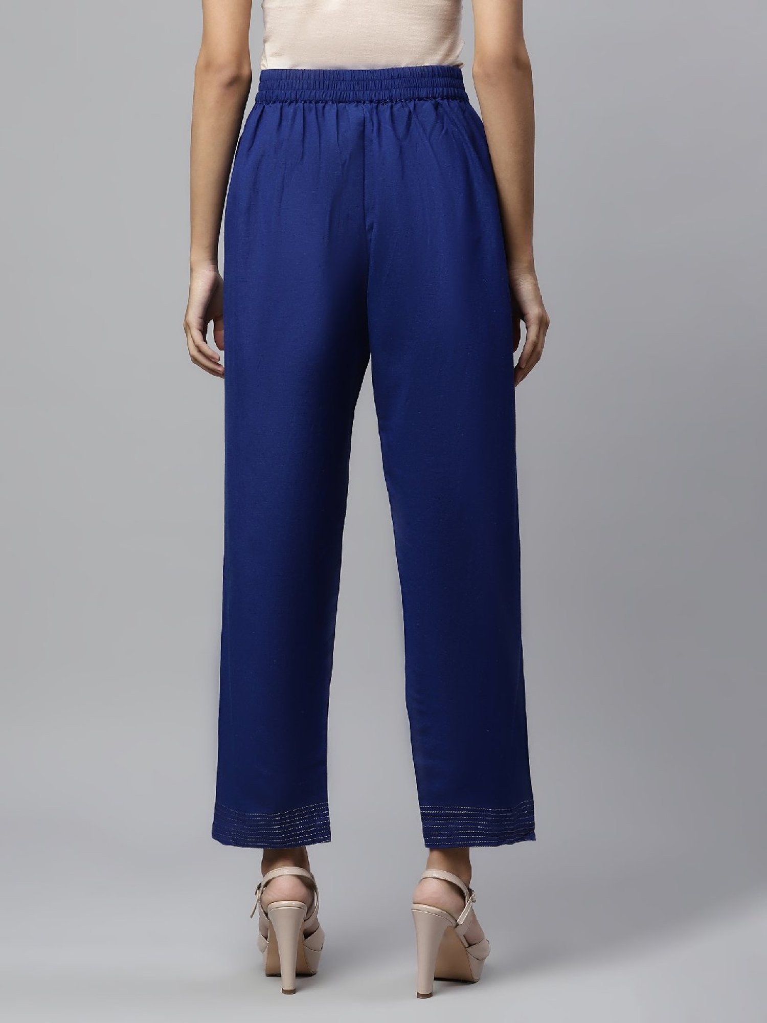 Linen Club Woman Navy Elasticated Pants