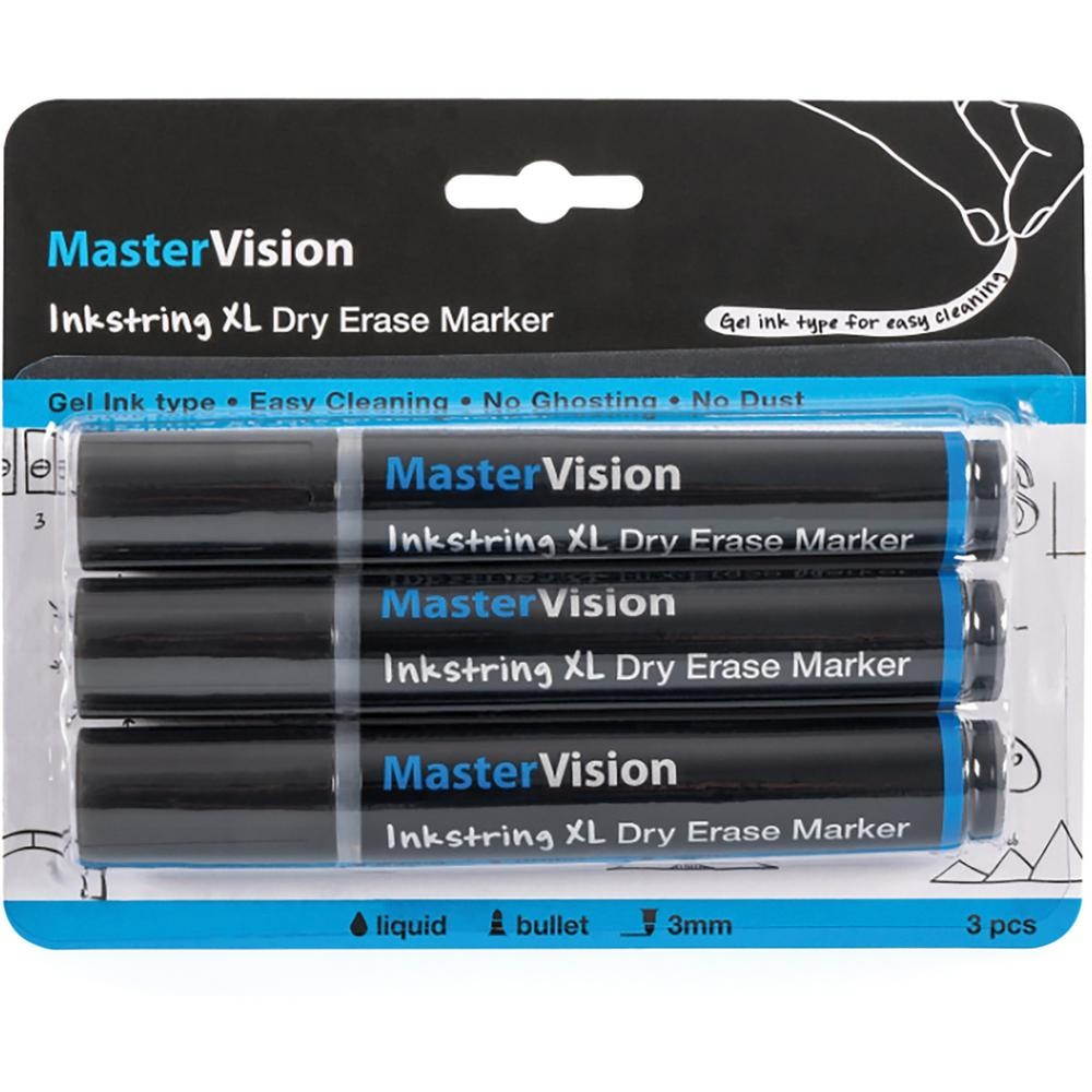 Bi-Silque Visual Communication PE4101 Markers,inkstring,3pk,blk