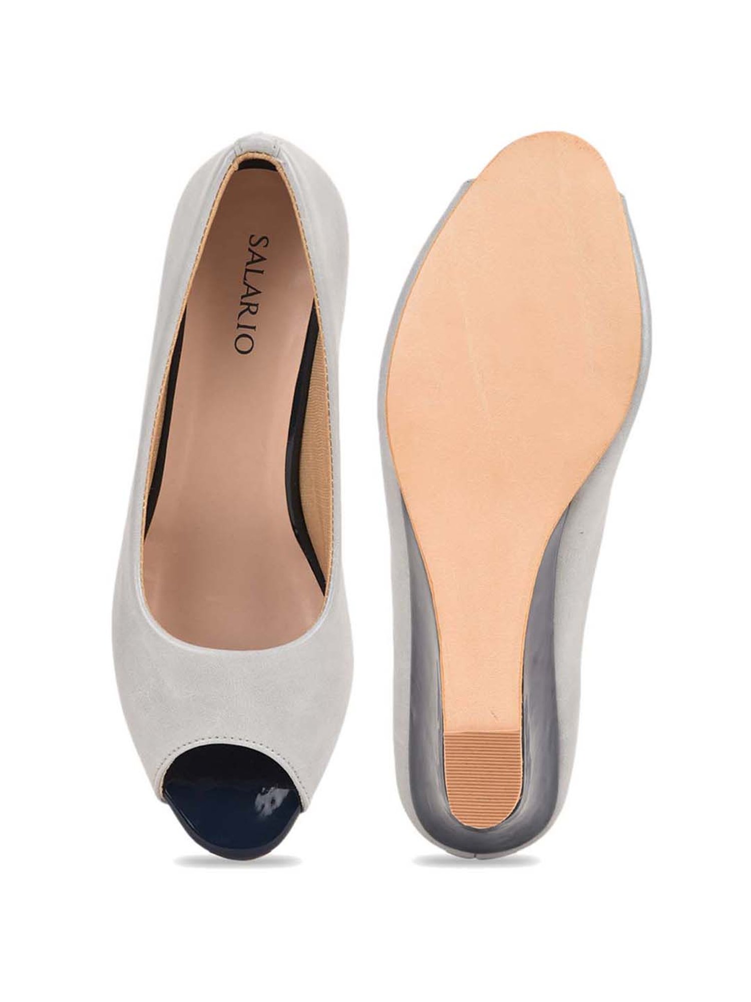 Salario Women's Grey Peeptoe Wedges