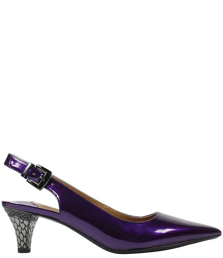 J. Renee Mayetta Slingback Pearlized Patent Dress Metal Heel Pumps