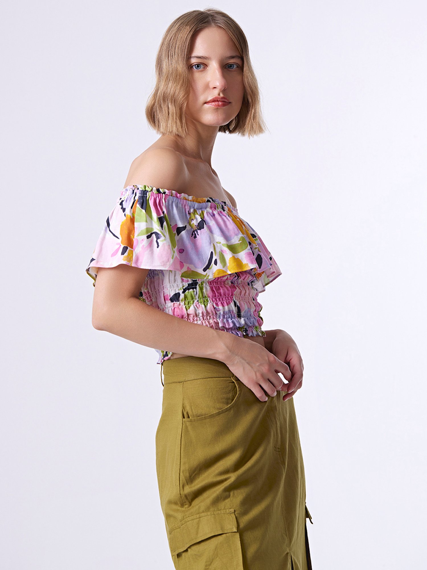 Cover Story Pink Floral Print Crop Top