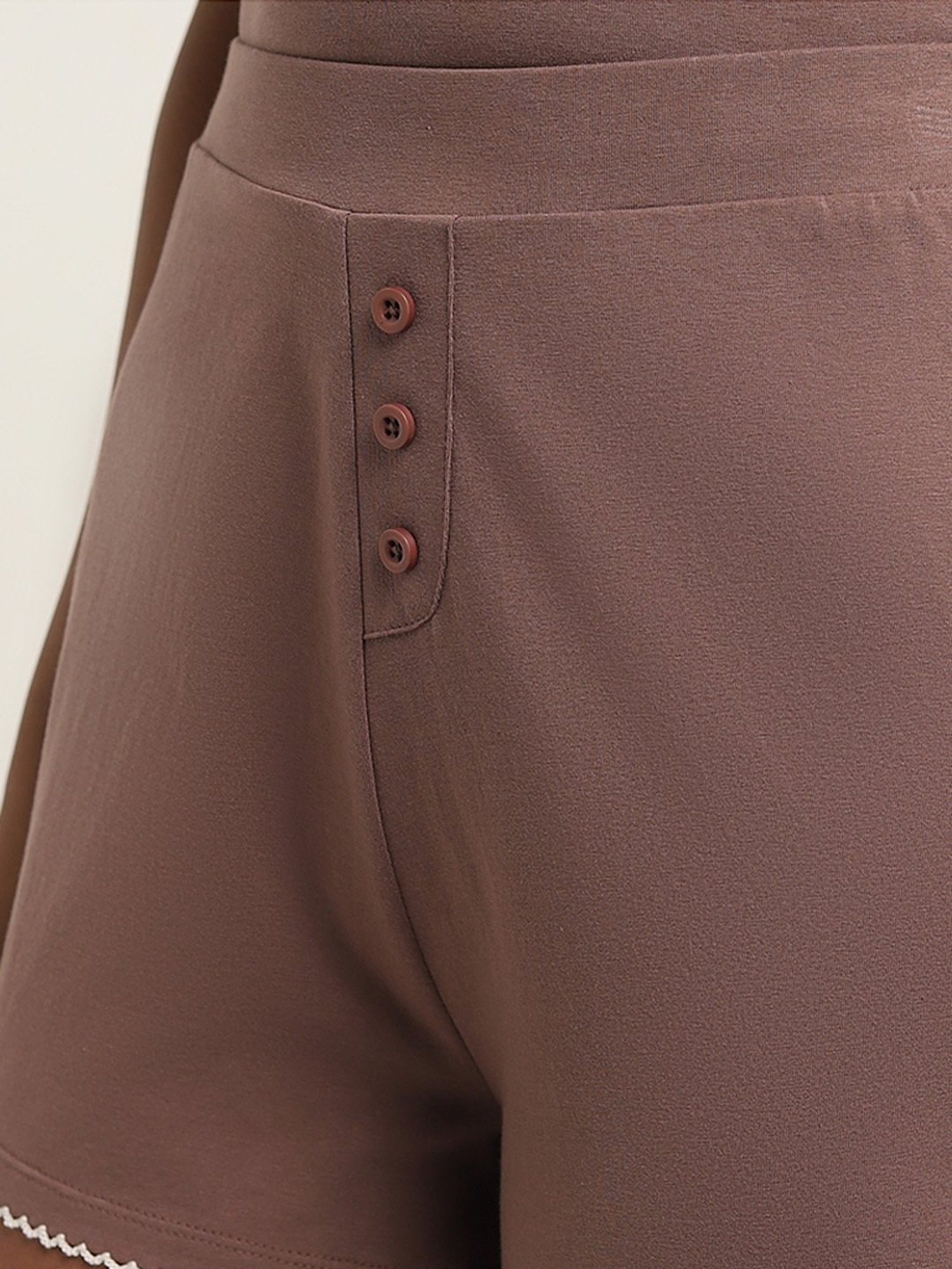 Superstar by Westside Brown High-Rise Cotton Blend Shorts