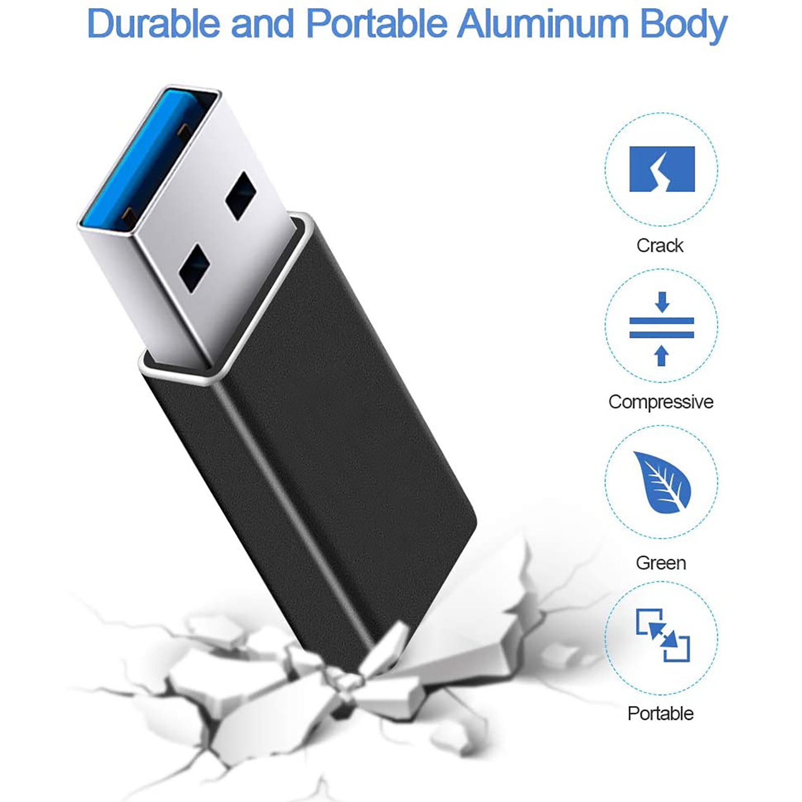 USB 3.1 GEN 2 Male to Type-C Female Adapter, Support Double Sided 10Gbps Charging & Data Transfer, USB A to USB C 3.1 Converter