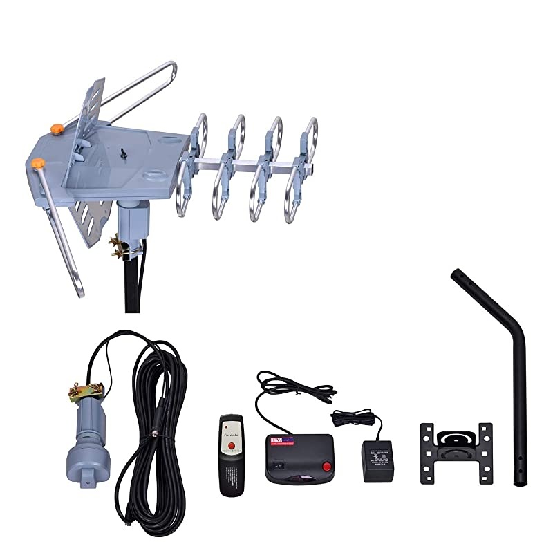 Miles-Amplified Outdoor TV Antenna-4K/1080p High Reception+40FT RG6 Cable-360&deg;Strong Motor Rotation Wireless Remote- Snap On Installation+2TV Function