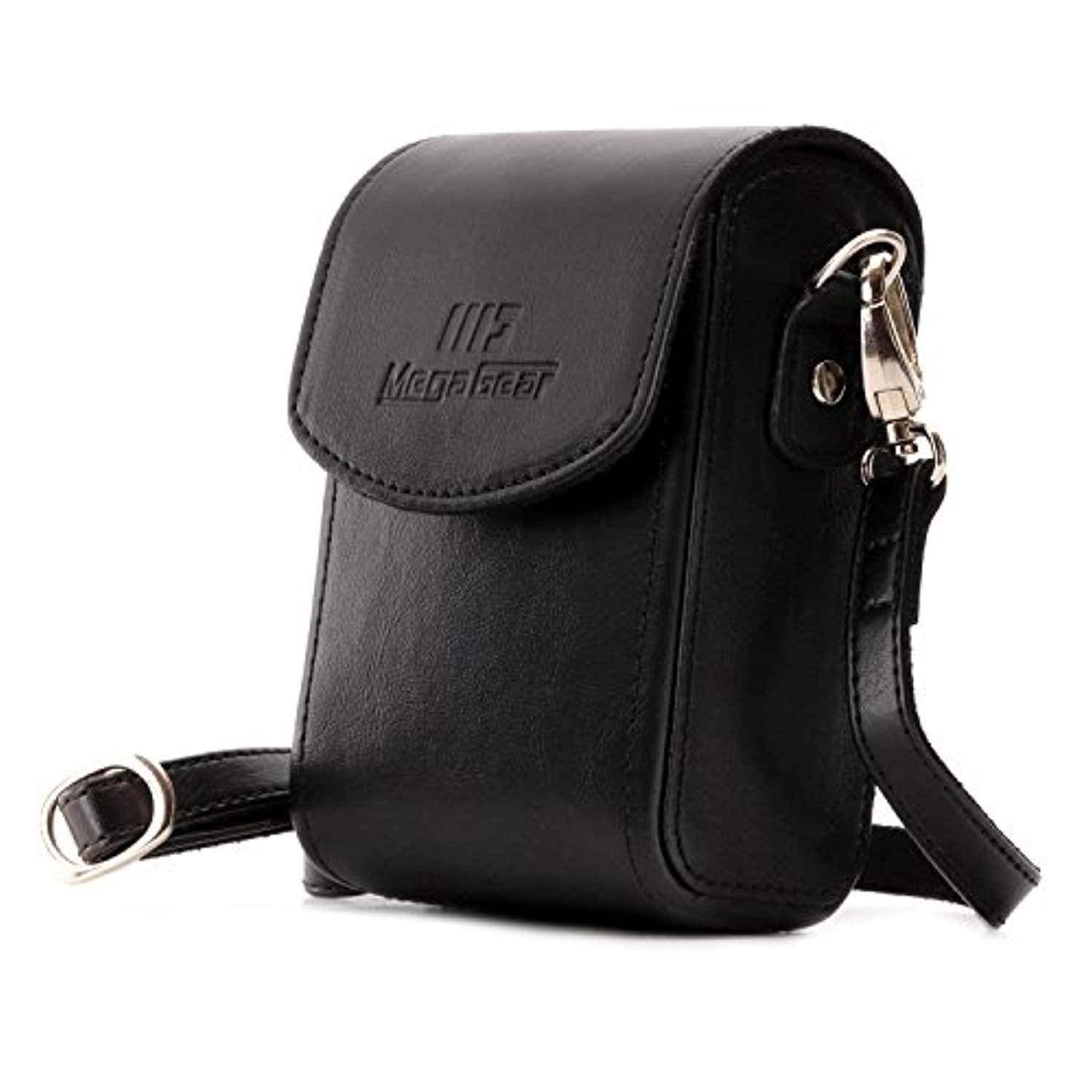 Megagear Panasonic Lumix Dc-ZS200, TZ200, Leica c-Lux Leather camera case with Strap - Black
