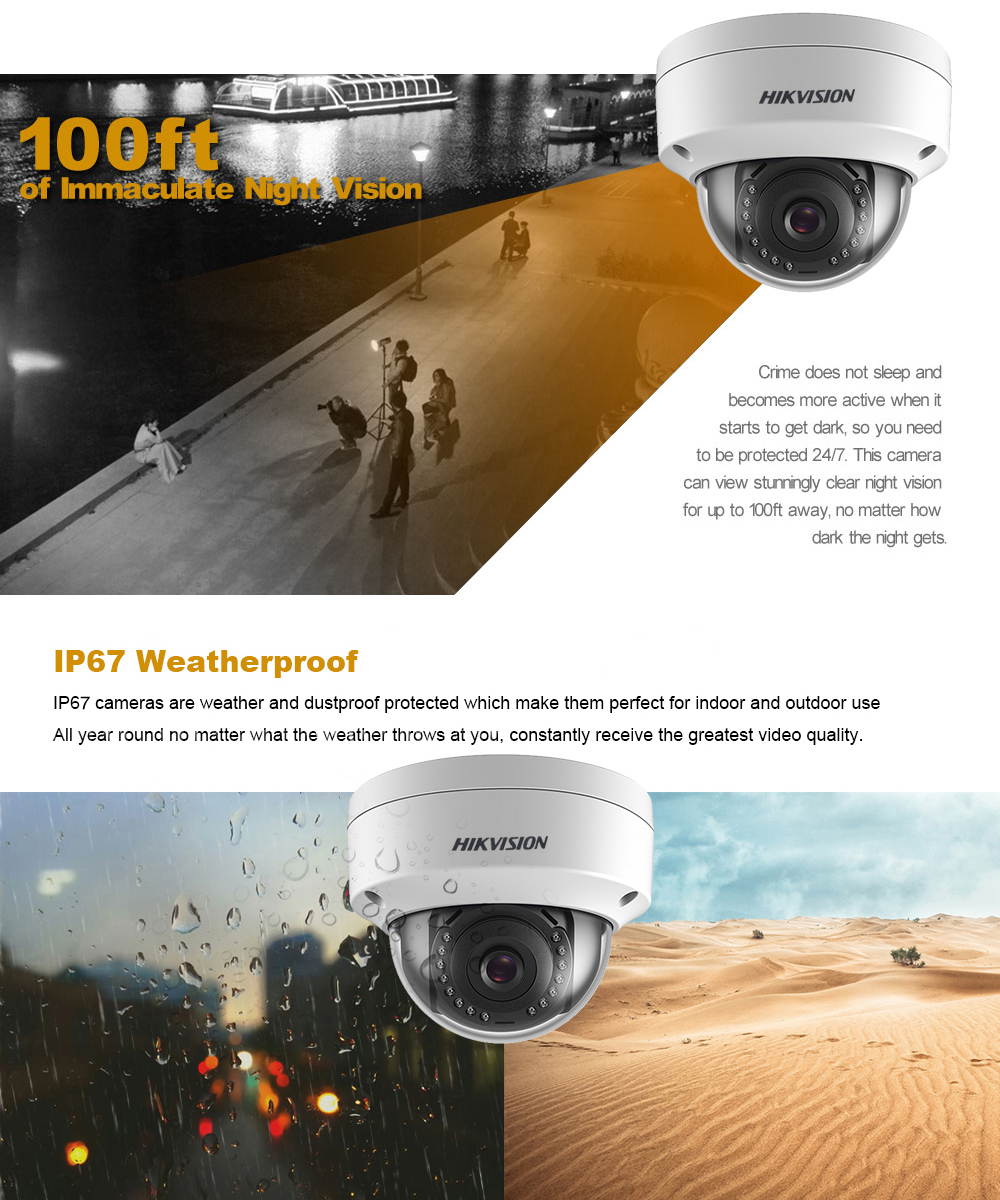 Hikvision DS-2CD1123G0E-I Network 2MP 1080P Fixed 2.8mm Lens IR Full HD Dome IP Camera(1-Pack)
