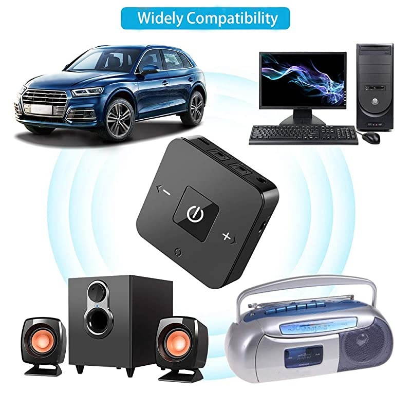 Bluetooth V50 Transmitter Receiver Wireless AptX Low Latency Audio Adapter for TV Home Theatre PC Laptop Support Volume Control Optical TOSLINK 35mm AUX RCA Jack 25 Hours Playtime