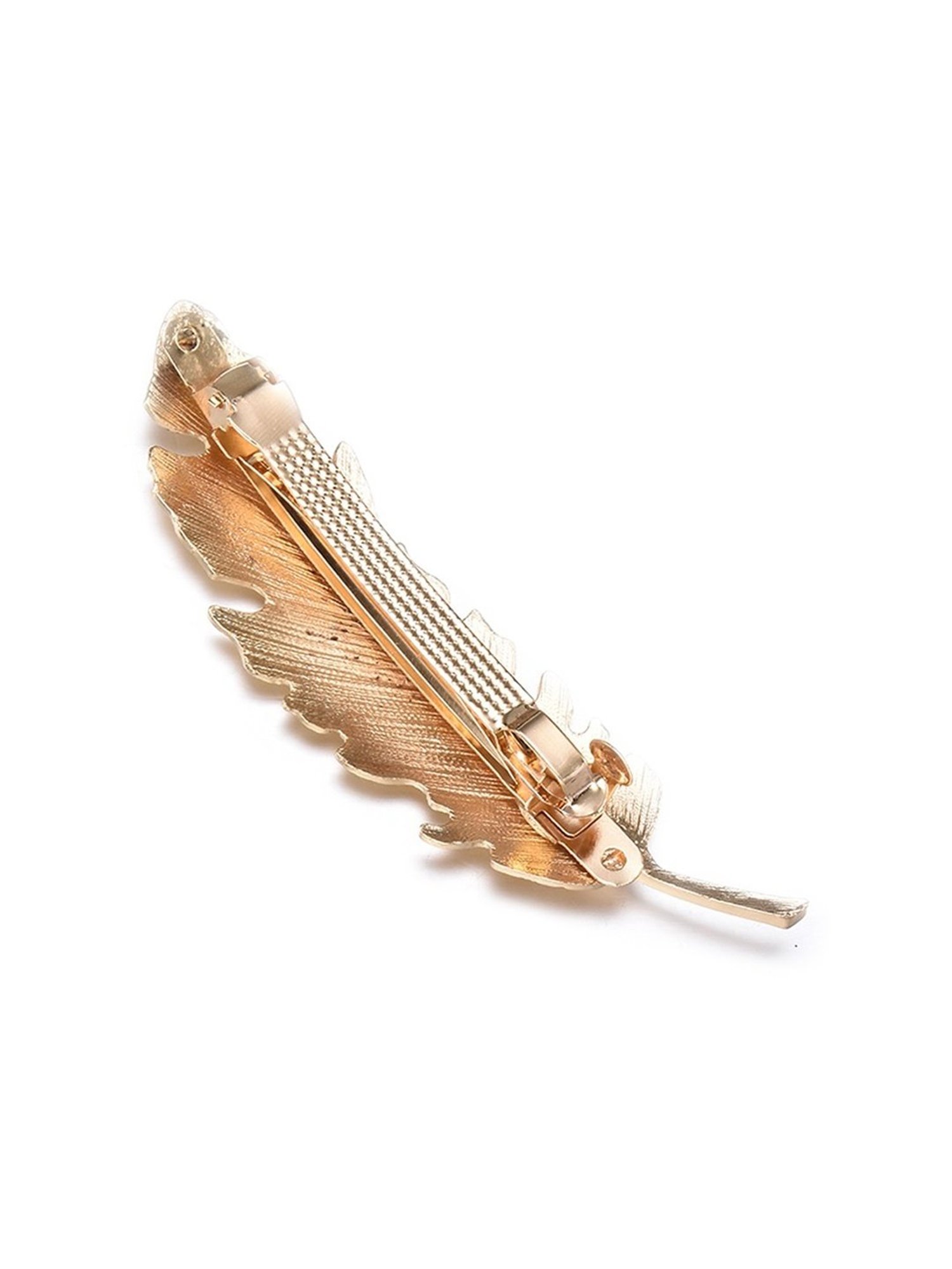 OOMPH Gold Tone Large Leaf Motif Fashion Hair Clip