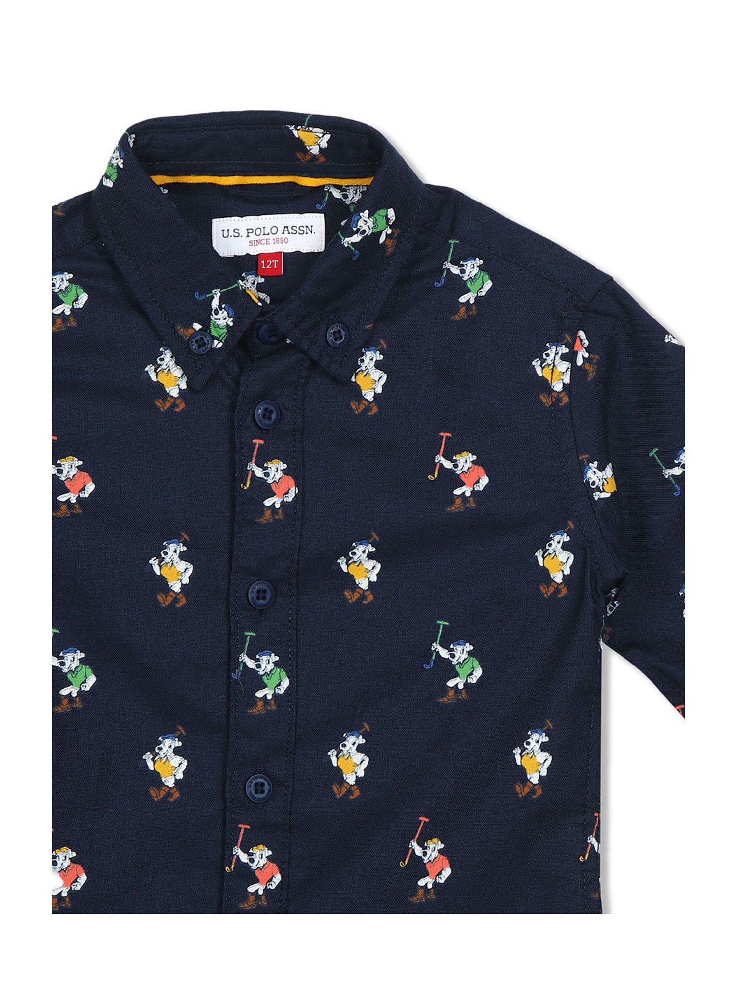 U.S. Polo Assn. Kids Navy Printed Full Sleeves Shirt