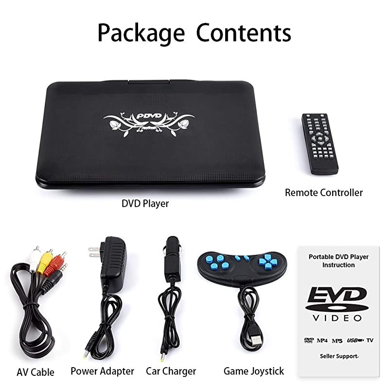 13.9'' Portable DVD Player for Kid, with Swivel Screen, Remote Control, Car Charger, Game Controller, Personal DVD Players with 5 Hour Rechargeable Battery