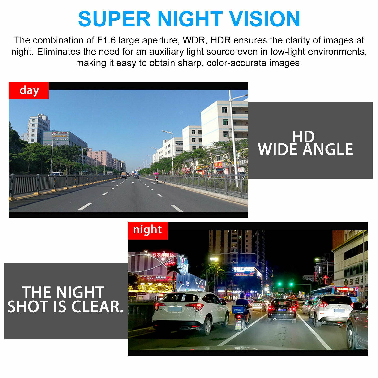 3/4'' Wifi 1080P Dual Lens G-Sensor Car DVR Dash Cam Rear Recorder Camera 170&deg;