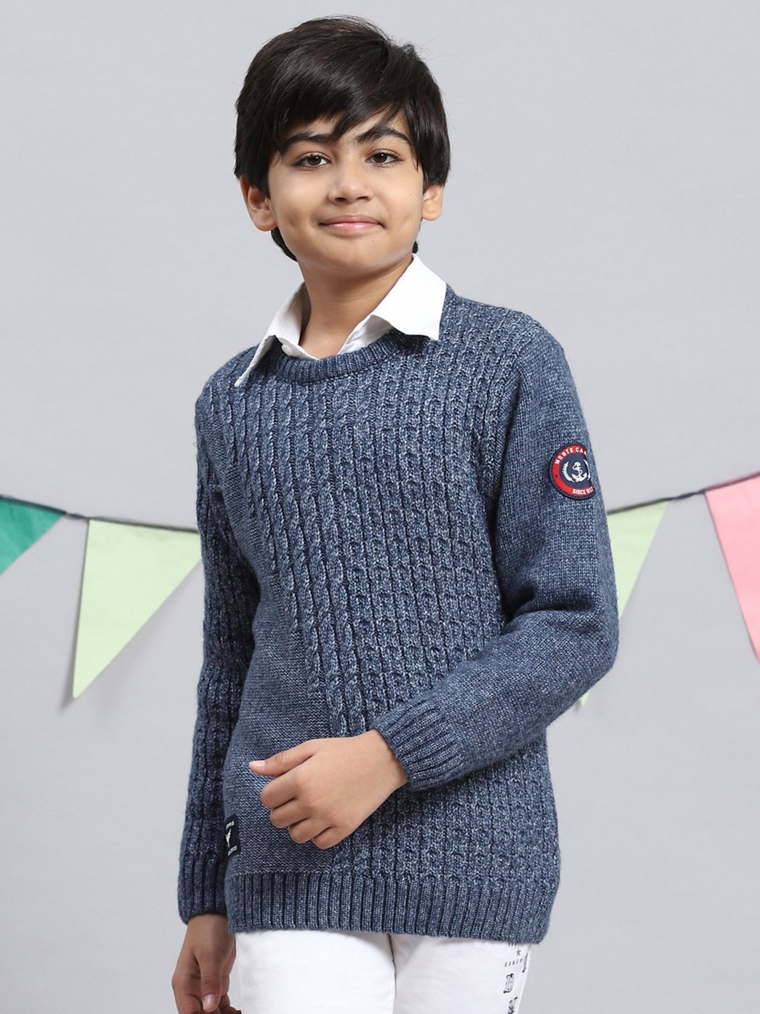 U.S. Polo Assn. Kids Black Self Design Sweater