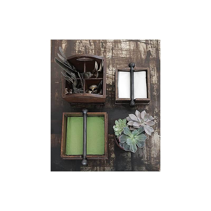 Wood Utensil Holder with 4 Compartments