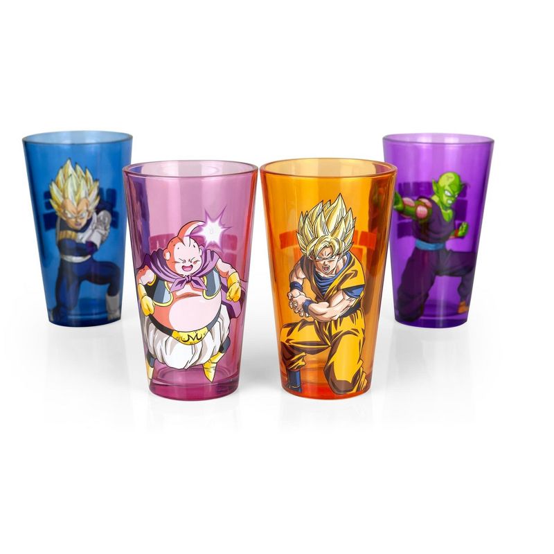 Just Funky Dragon Ball Z Fighters Pint Glasses | 16-Ounce Character Glasses | Set of 4
