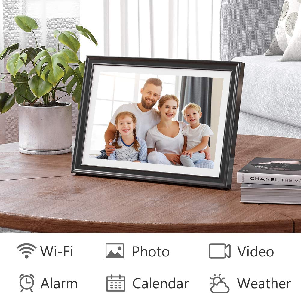 Dragon Touch WiFi Digital Picture Frame 10 inch IPS Touch Screen HD Display 1920x1200, 16GB Storage, Auto-Rotate, Share Pictures via App, E-Mail, Cloud - Classic 10 FHD