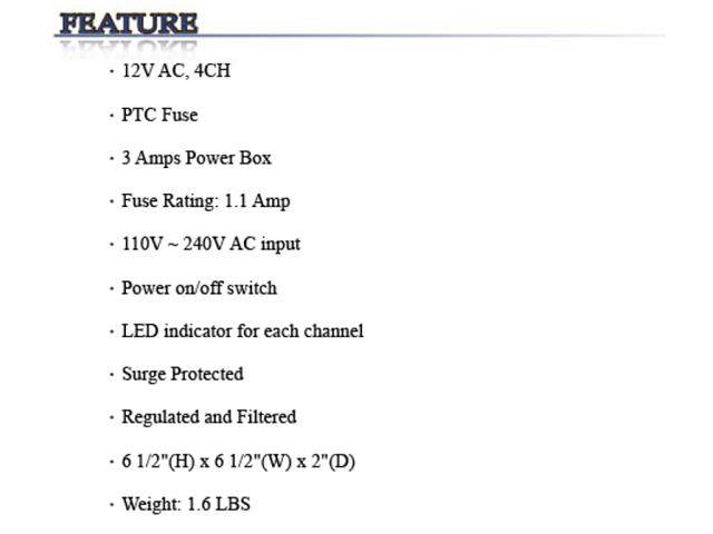 4CH 3Amps 12V DC Small Size Design Power Supply Box
