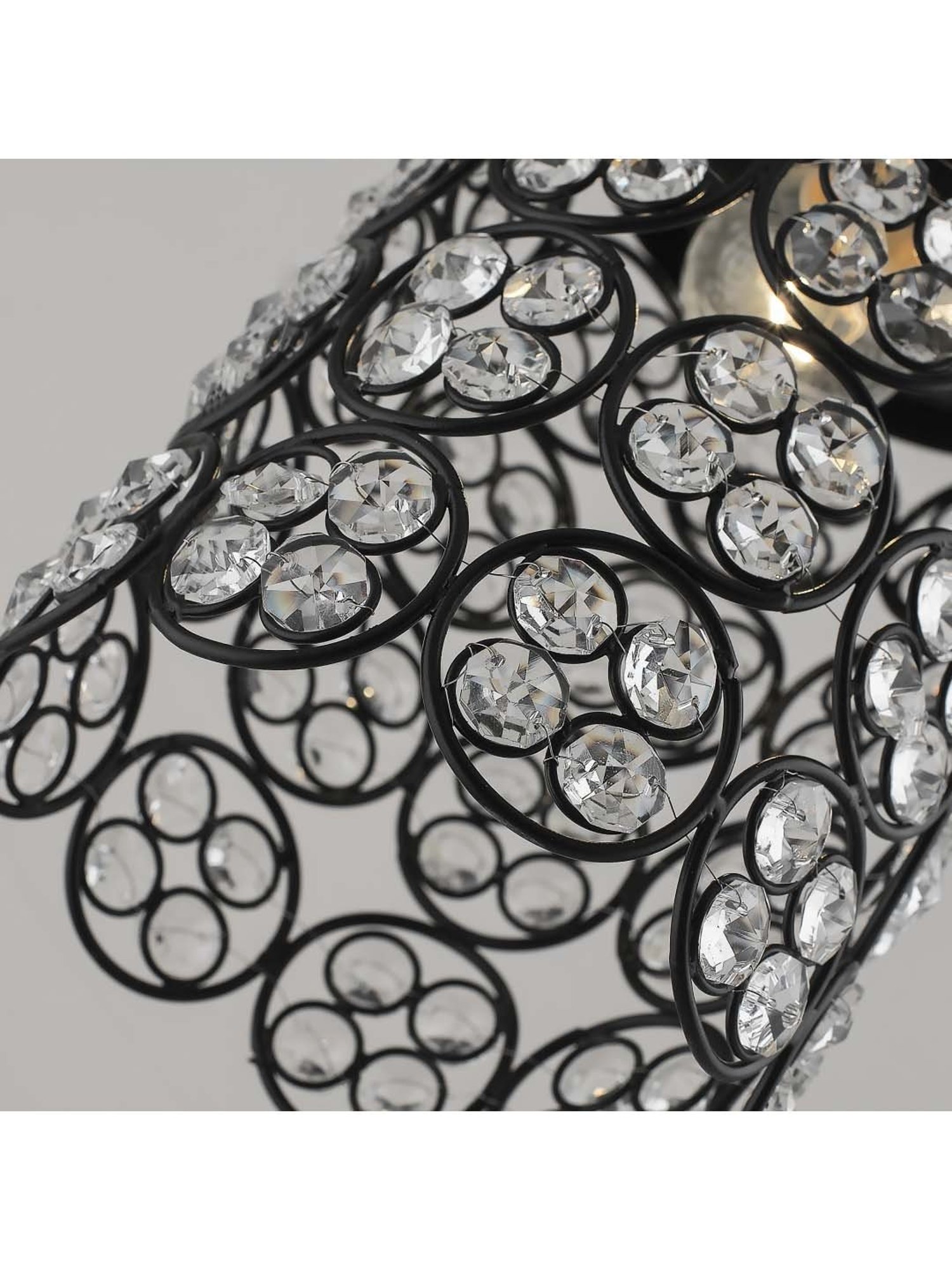 Homesake 3-Lights Round Cluster Black Metal Crystal Cylinder Pendant Light - Set of 1