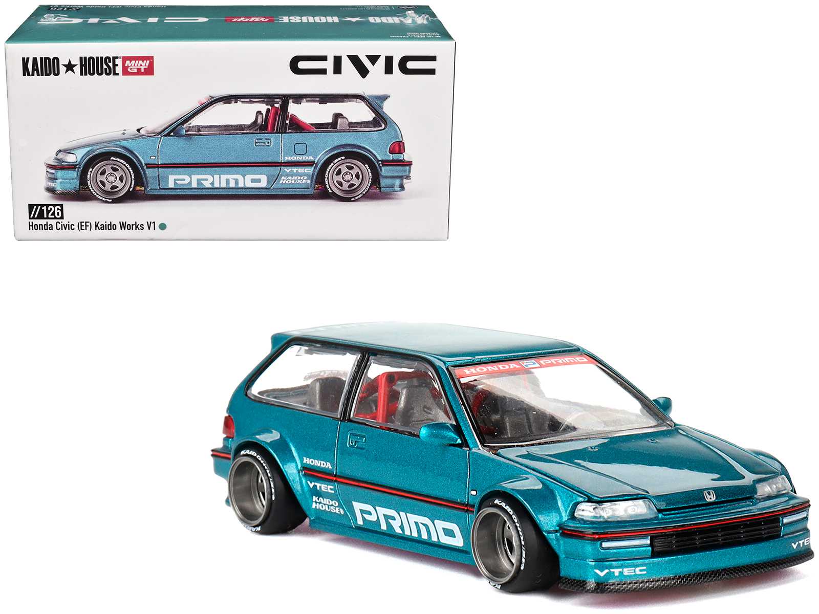 Honda Civic (EF) Kaido Works V1 Blue Metallic (Designed by Jun Imai) "Kaido House" Special 1/64 Diecast Model Car by Mini GT