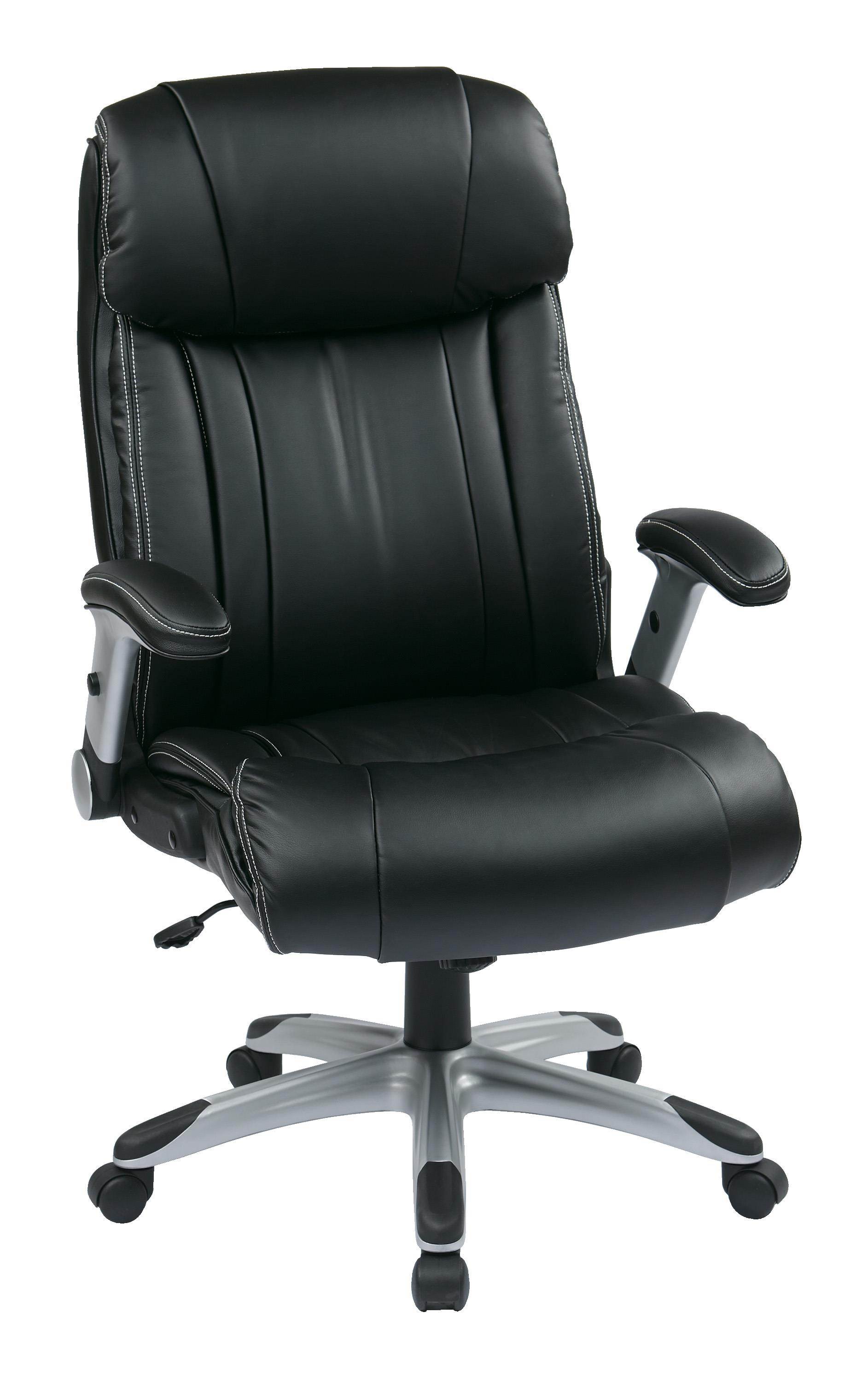 Office Star-Work Smart ECH38665A-EC3 Executive Eco Leather Chair in Silver-Black