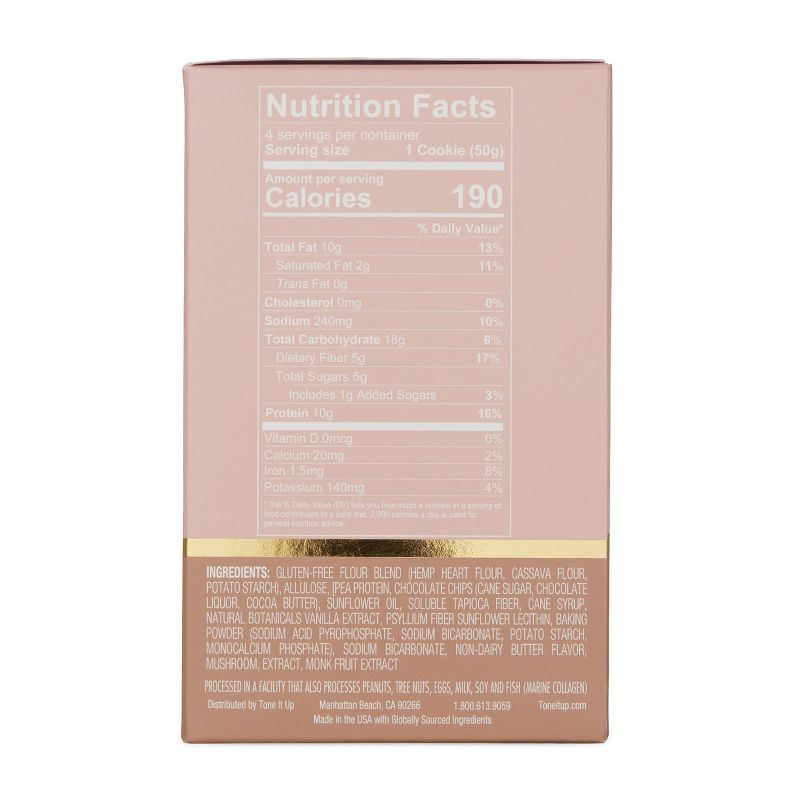 Tone It Up Plant-Based Protein Cookie - Chocolate Chip - 4ct