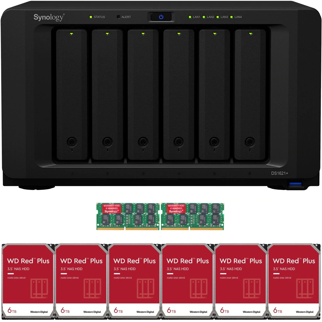Synology DS1621+ DiskStation with 16GB RAM and 84TB (6 x 14TB) of Western Digital NAS Drives Fully Assembled and Tested By CustomTechSales