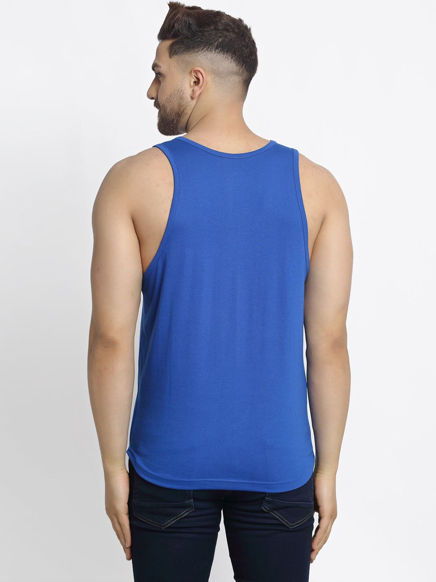 Cantabil Navy Blue Cotton Regular Fit Vest