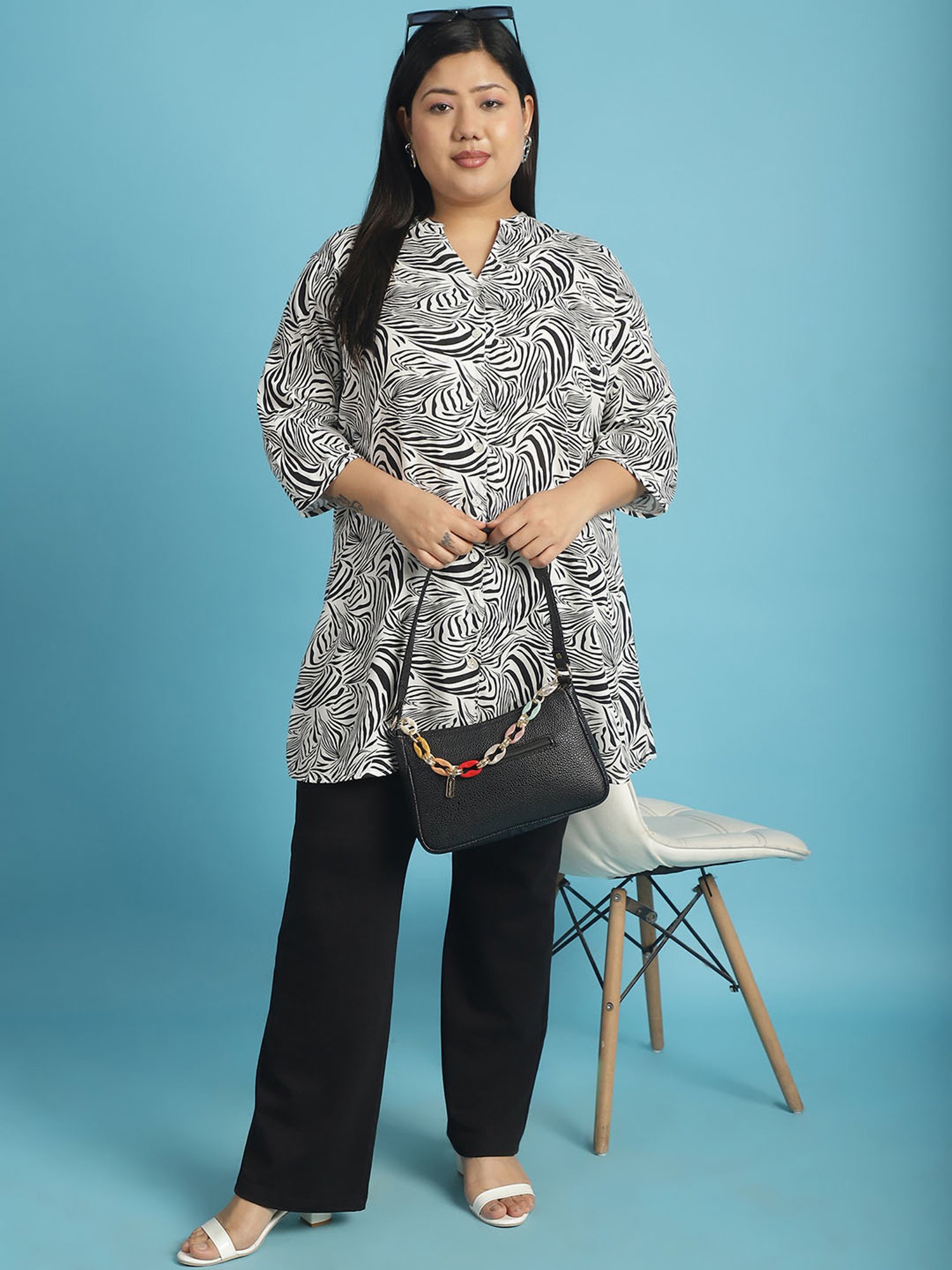 theRebelinme White & Black Floral Print Shirt