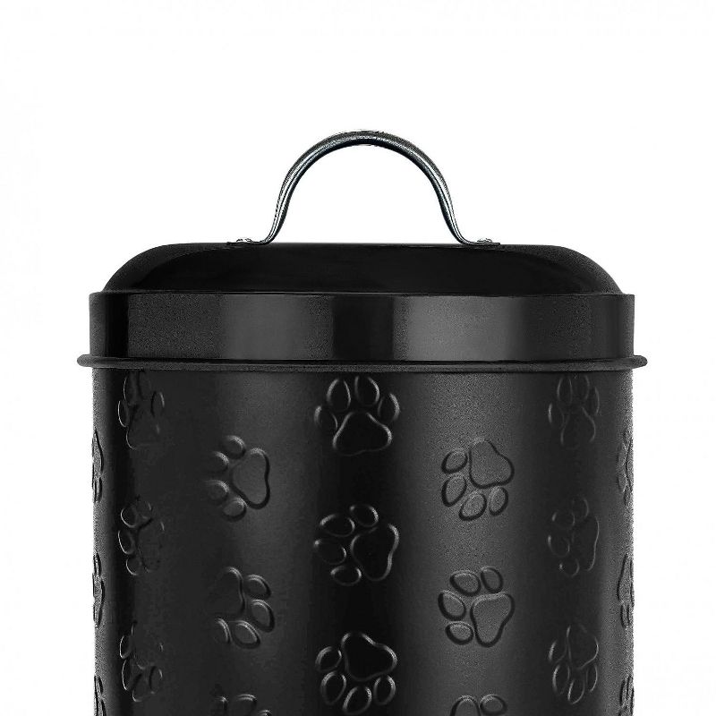 Amici Pet Puppy Paws Black Metal Food Canister, Medium, 104oz