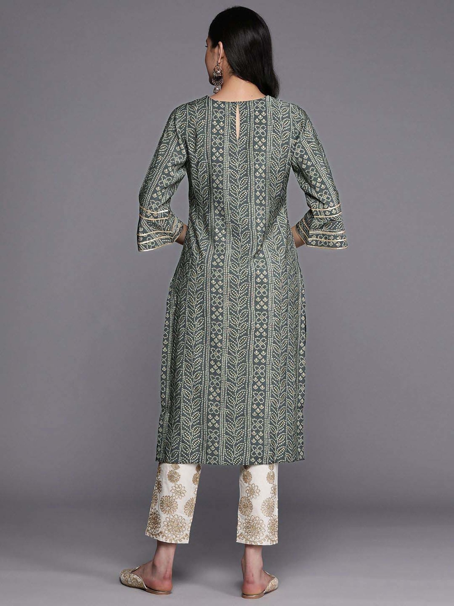 Libas Grey Printed Straight Kurta