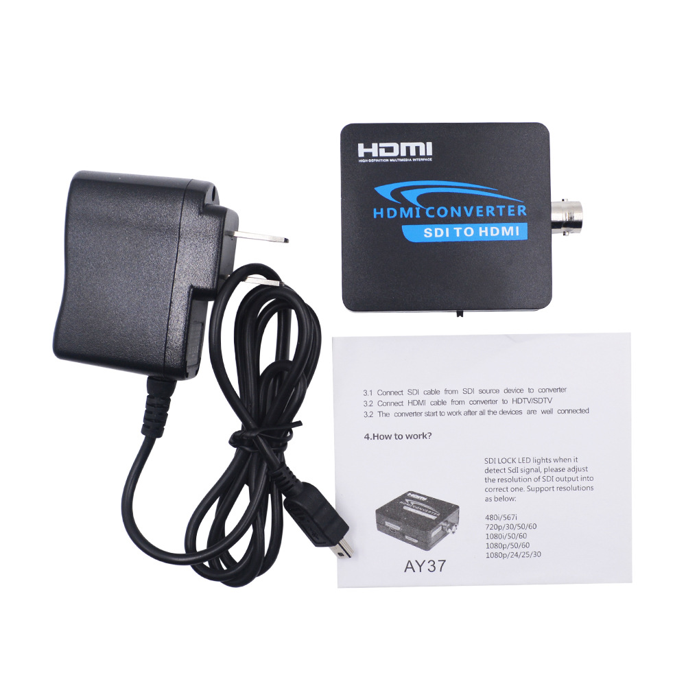 SDI to HDMI Converter 720 1080P, Converts SDI, 3G-SDI or HD-SDI to HDMI