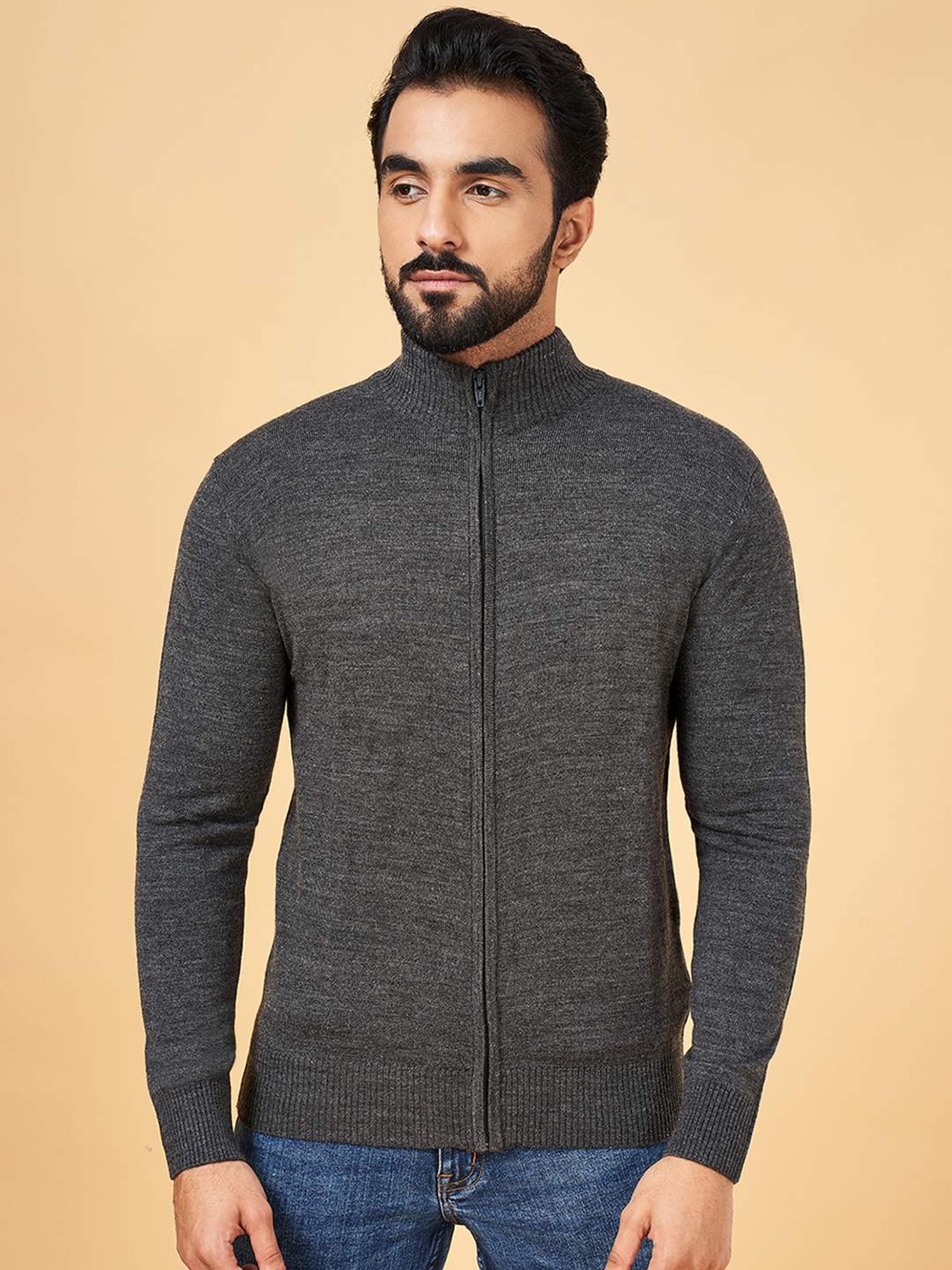 YU by Pantaloons Grey Regular Fit Sweater