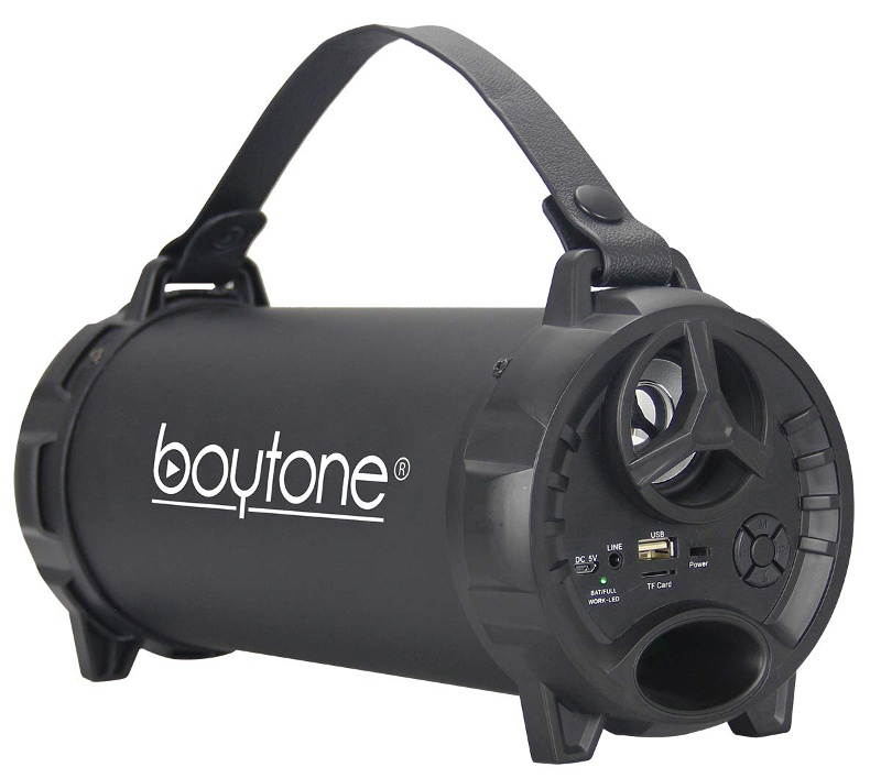 Boytone BT-40BK Portable Bluetooth Indoor/Outdoor Speaker 2.1 Hi-Fi Cylinder FM Built in Rechargeable Battery