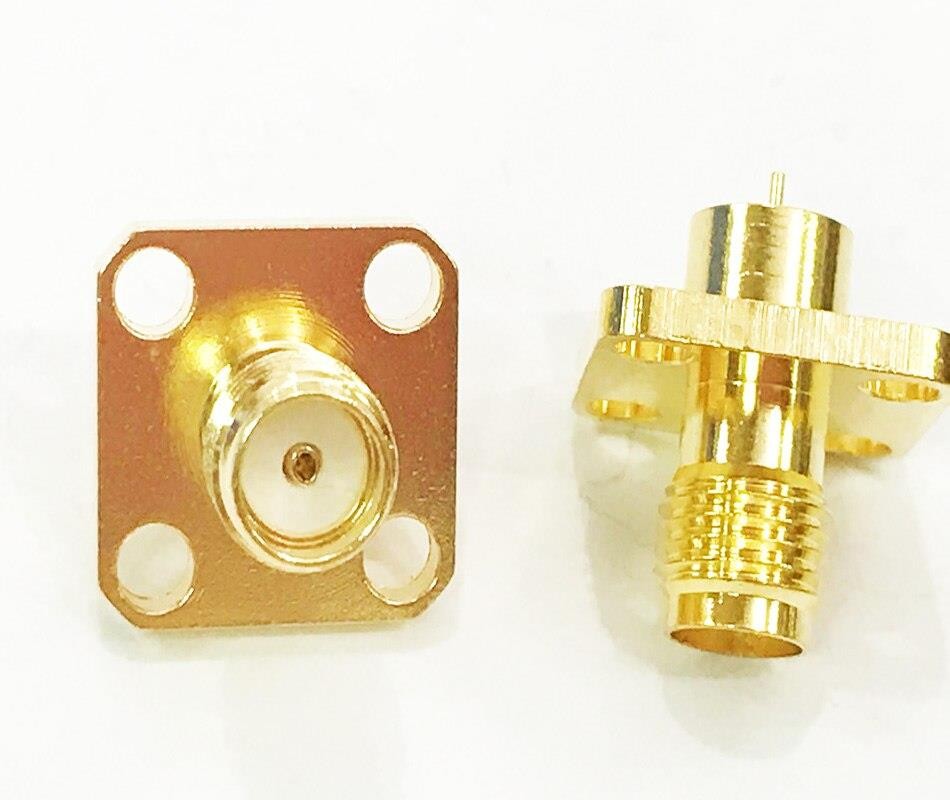 50pcs Gold SMA Jack Female 4 Hole Panel Mount  With Solder Post RF Connector Adapter