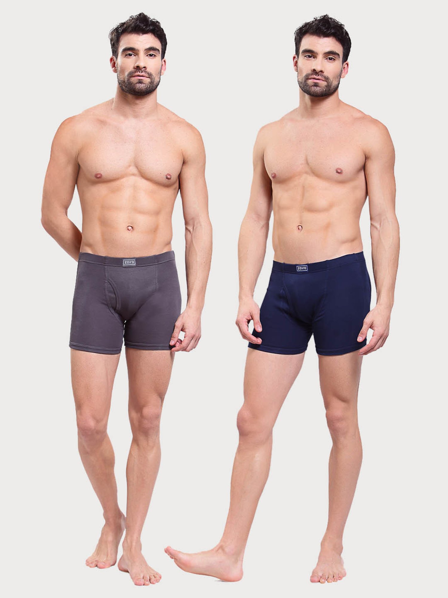 Zoiro Dark Denim & Smoked Pearl Cotton Regular Fit Trunks - Pack Of 2