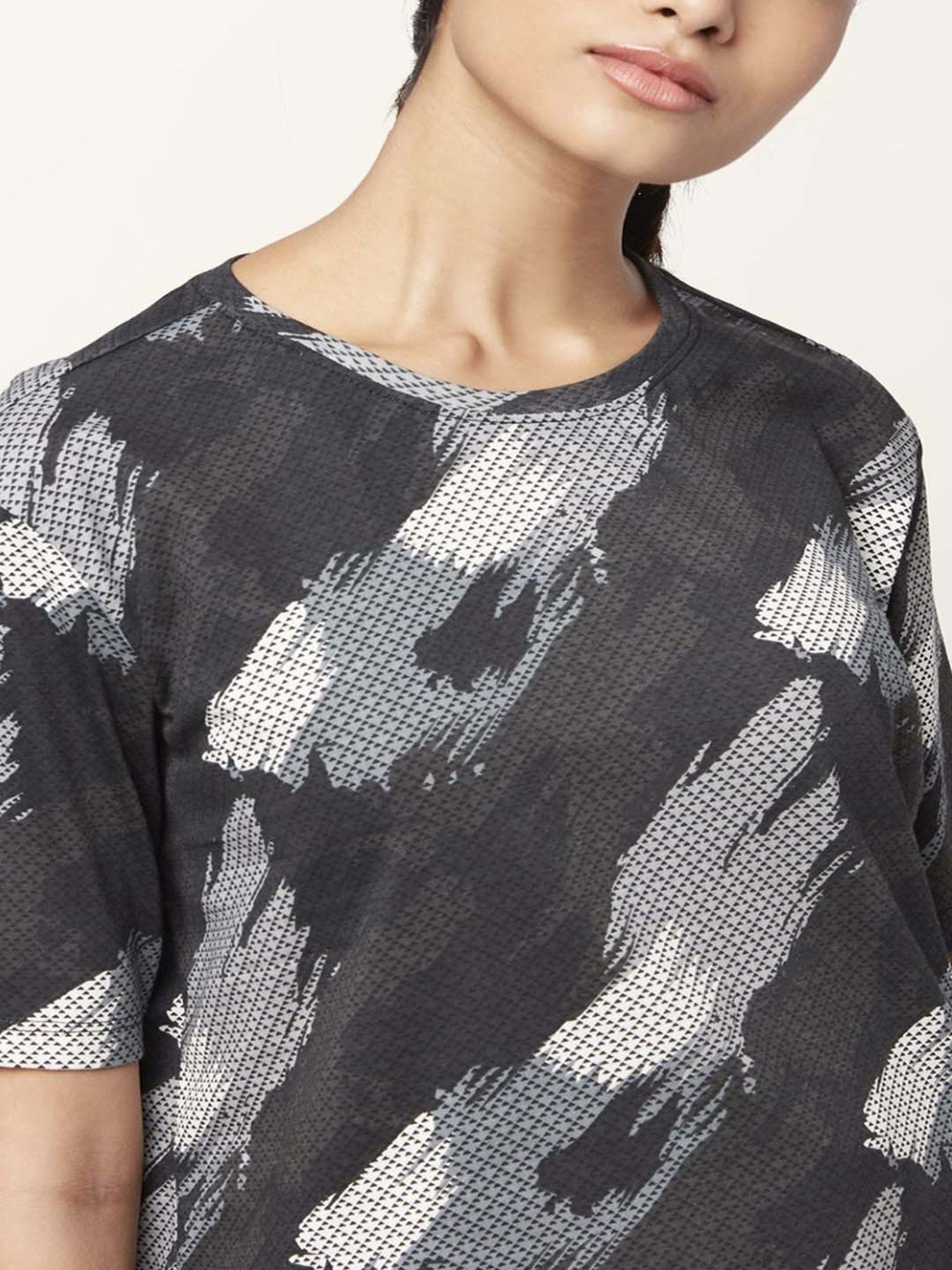 Ajile by Pantaloons Grey Cotton Printed Sports Top