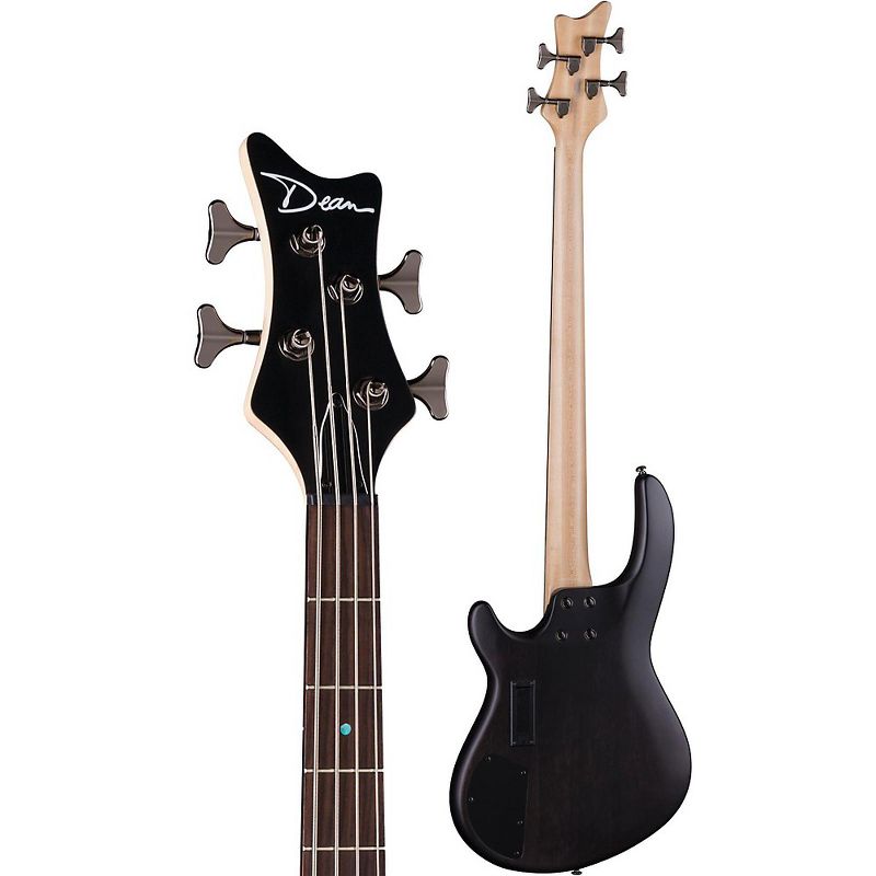 Dean Edge 4 Flame Top Electric Bass Transparent Black Satin