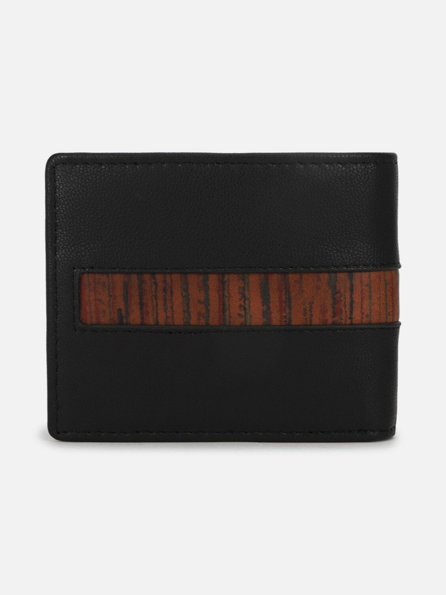 Louis Philippe Black Leather Bi-Fold Wallet for Men