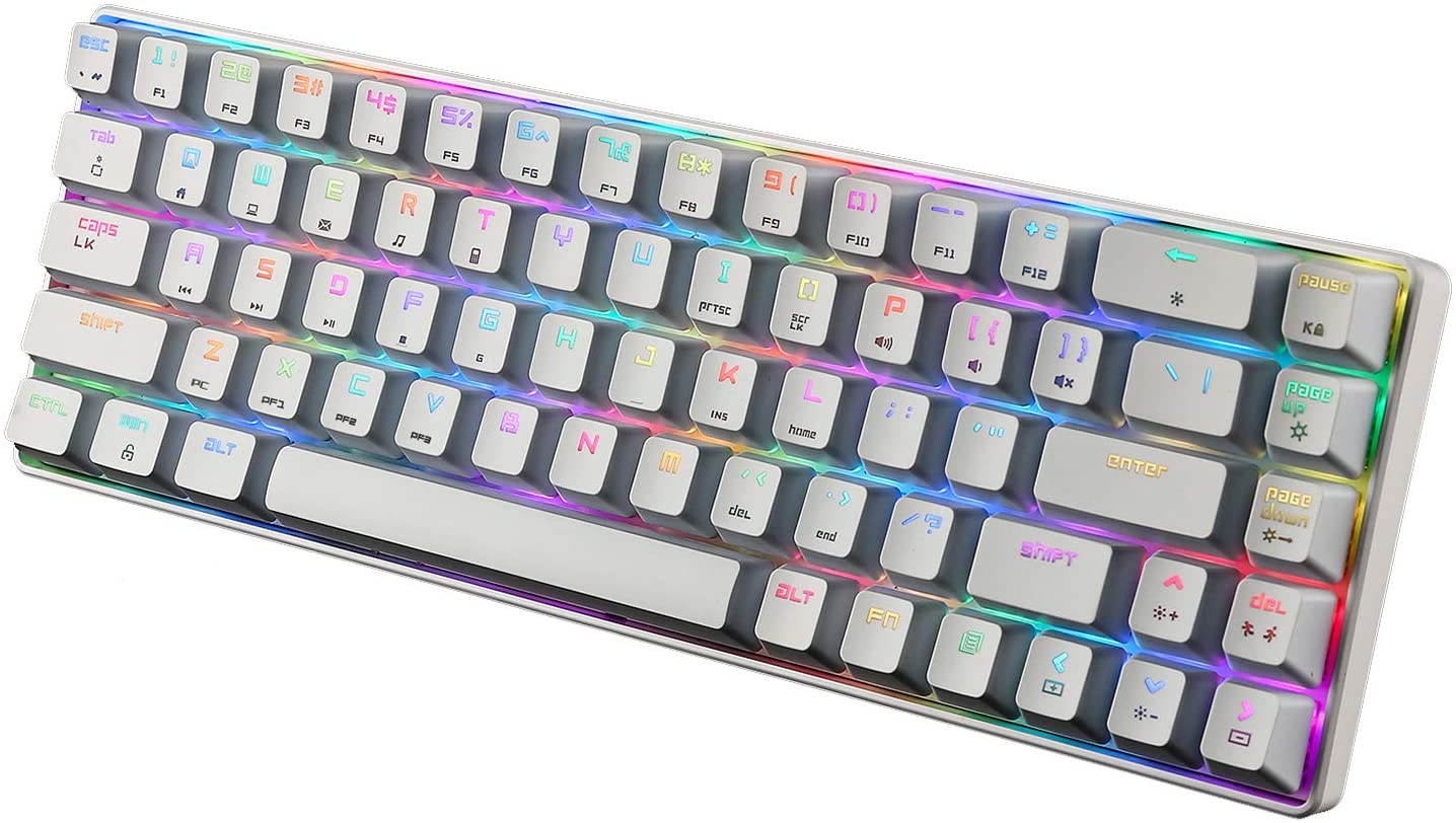 CUUWE Portable RGB Gaming Office Magic Refiner MK14 60% Mechanical Keyboard USB 68 Keys Backlit Anti-ghosting Keyboard for PC Laptop (Blue Switch)