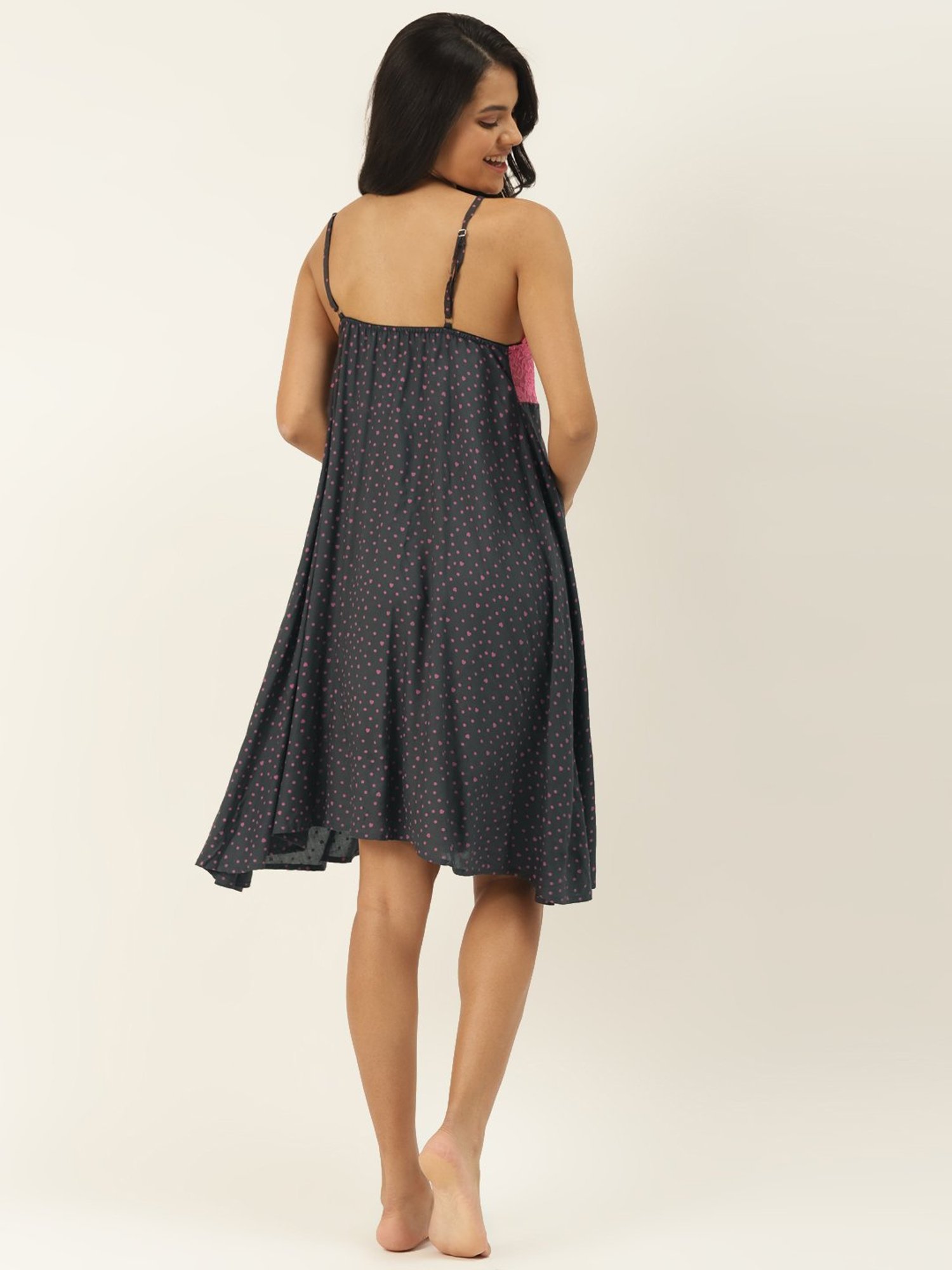 Ms.Lingies Grey & Pink Printed Chemise