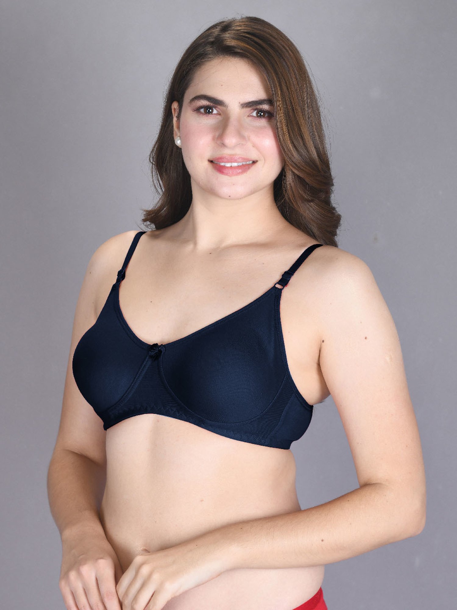 Lux Venus Navy & Fuchsia Full Coverage Non-Wired T-Shirt Bra With Adjustable Strap - Pack of 2