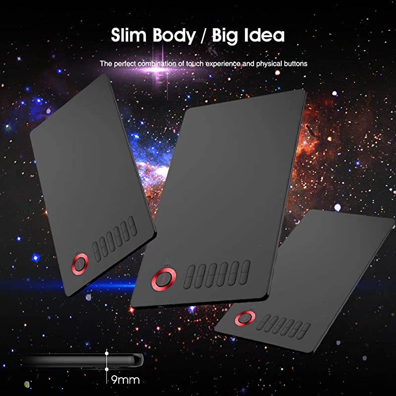 Drawing Tablet  A15 10x6 inch Graphic Pen Tablet with BatteryFree Passive Stylus and 12 Shortcut Keys