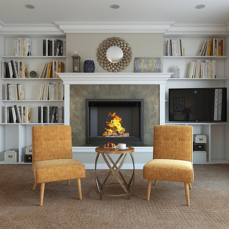 Set of 2 Webster Button Tufted Armless Chair Textured Chenille Orange - Handy Living