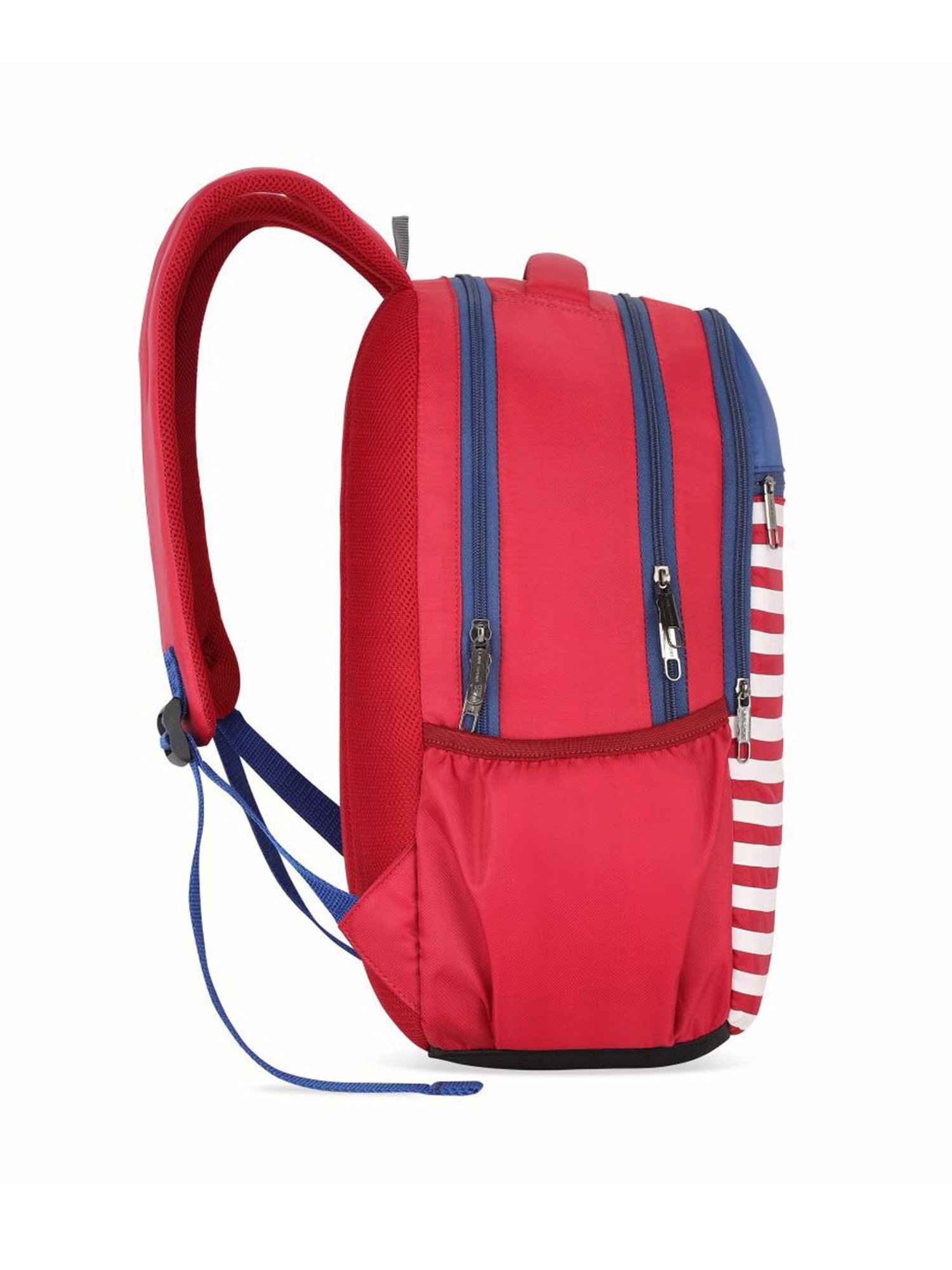 Lavie Sport Nautical Red Polyester Striped Backpack - 26 Ltrs